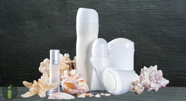a group of white bottles with shells and a starfish
